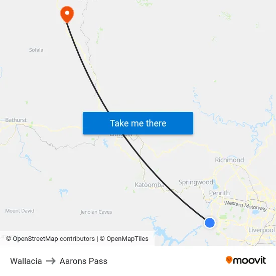 Wallacia to Aarons Pass map