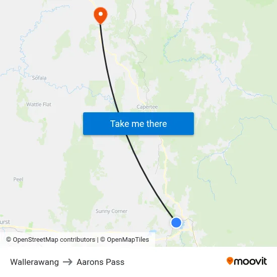 Wallerawang to Aarons Pass map
