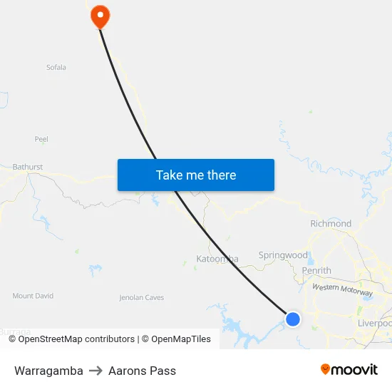 Warragamba to Aarons Pass map
