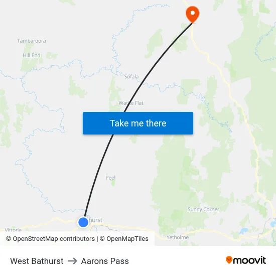 West Bathurst to Aarons Pass map