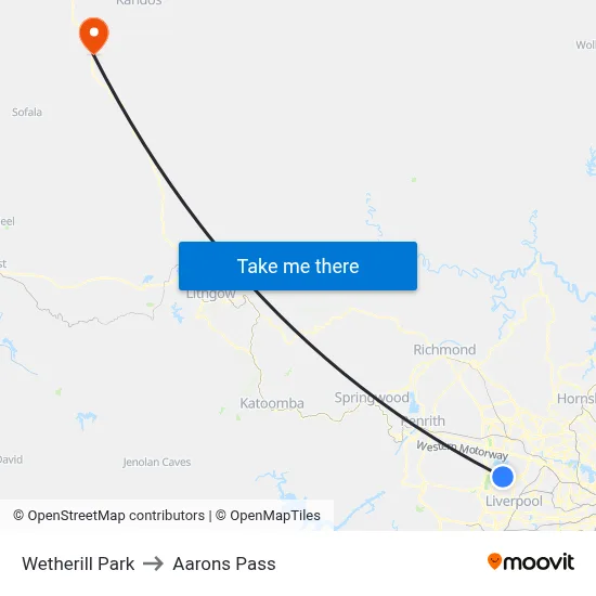Wetherill Park to Aarons Pass map