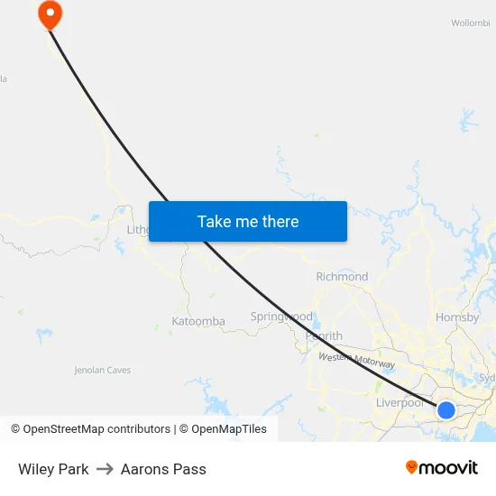 Wiley Park to Aarons Pass map
