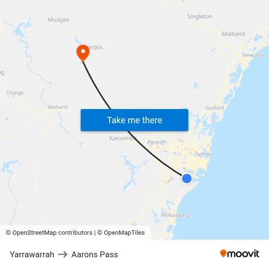 Yarrawarrah to Aarons Pass map