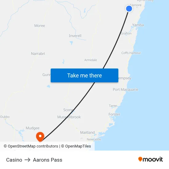 Casino to Aarons Pass map