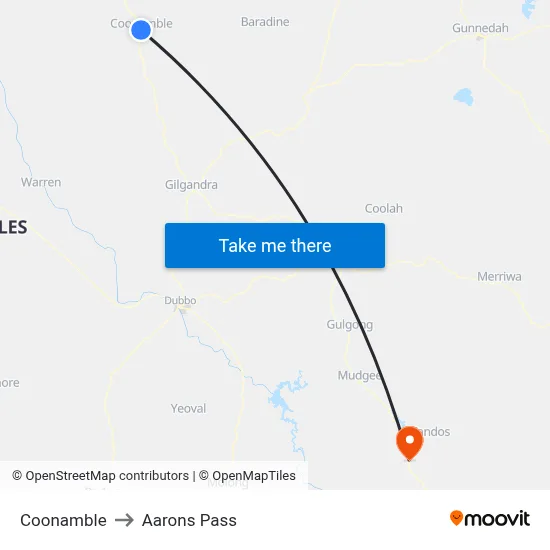 Coonamble to Aarons Pass map
