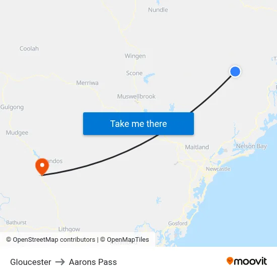 Gloucester to Aarons Pass map