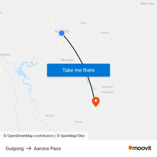 Gulgong to Aarons Pass map