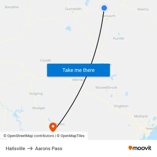 Hallsville to Aarons Pass map
