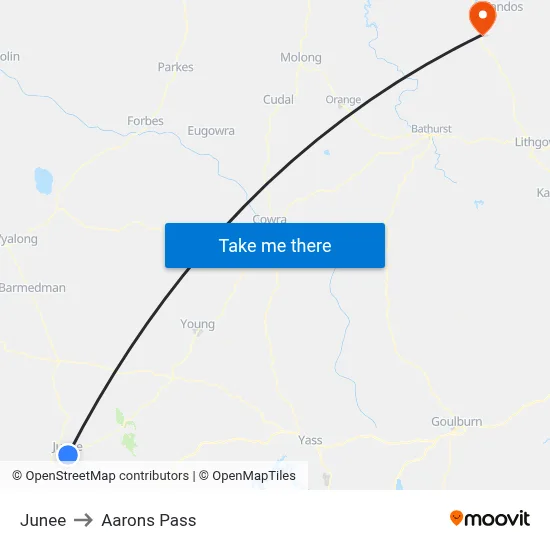 Junee to Aarons Pass map