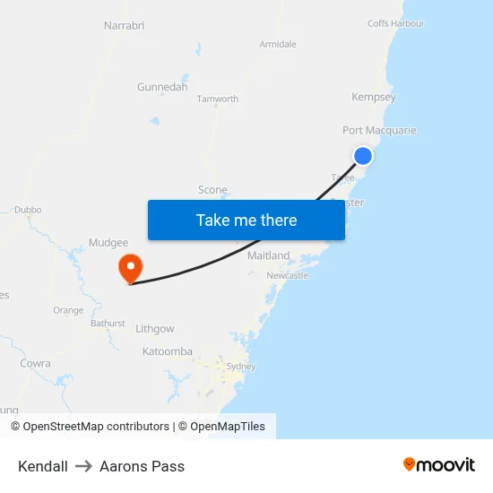 Kendall to Aarons Pass map