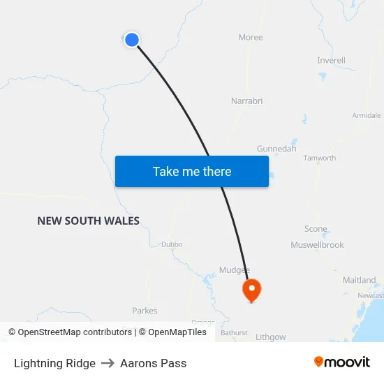 Lightning Ridge to Aarons Pass map