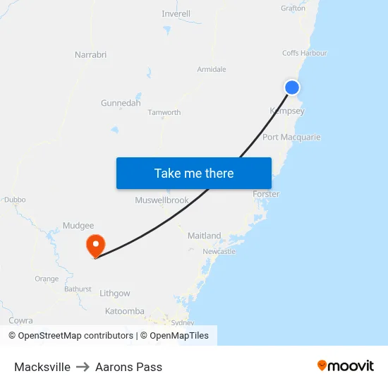 Macksville to Aarons Pass map