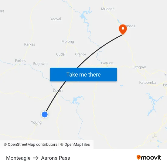Monteagle to Aarons Pass map