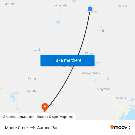 Moore Creek to Aarons Pass map