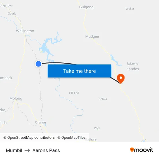 Mumbil to Aarons Pass map