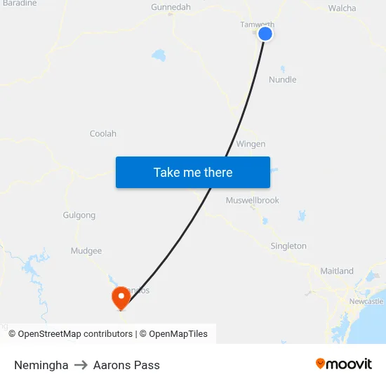 Nemingha to Aarons Pass map