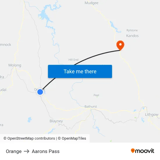 Orange to Aarons Pass map