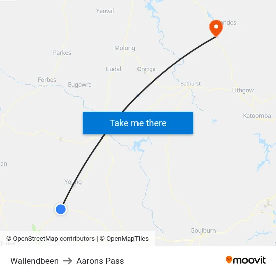 Wallendbeen to Aarons Pass map