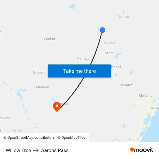 Willow Tree to Aarons Pass map
