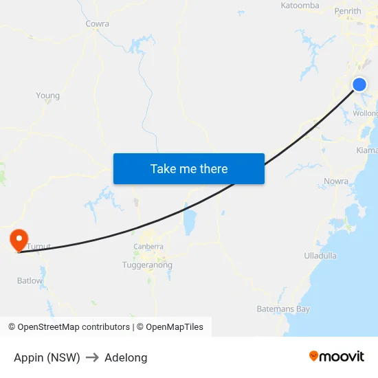Appin (NSW) to Adelong map