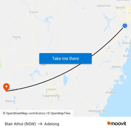 Blair Athol (NSW) to Adelong map
