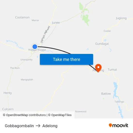 Gobbagombalin to Adelong map