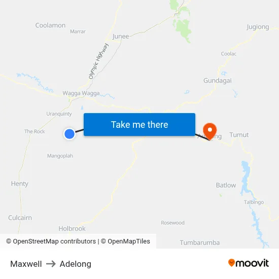Maxwell to Adelong map