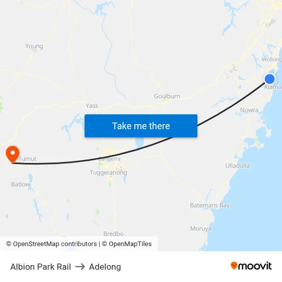 Albion Park Rail to Adelong map