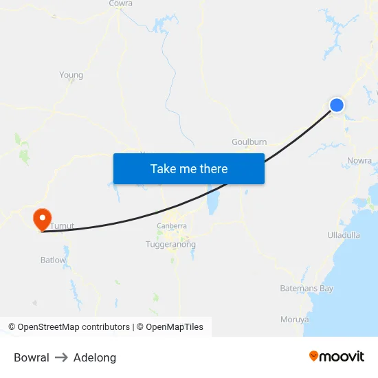 Bowral to Adelong map