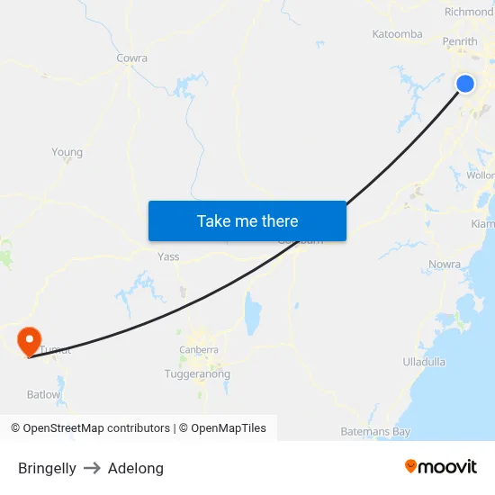 Bringelly to Adelong map