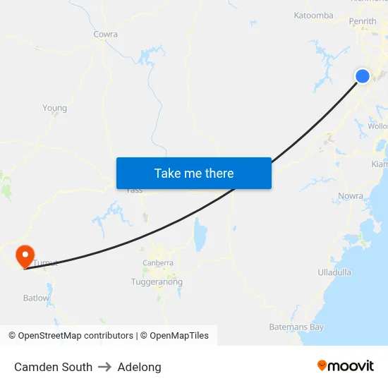 Camden South to Adelong map