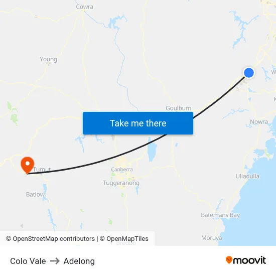 Colo Vale to Adelong map