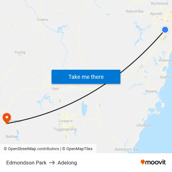 Edmondson Park to Adelong map