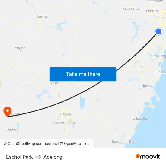 Eschol Park to Adelong map