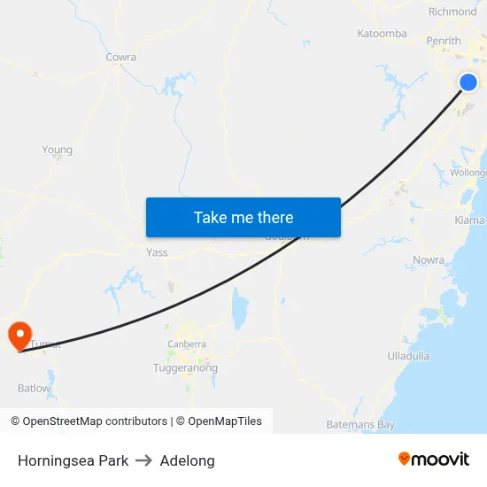 Horningsea Park to Adelong map
