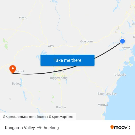 Kangaroo Valley to Adelong map