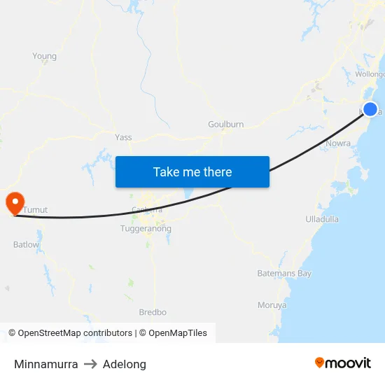 Minnamurra to Adelong map