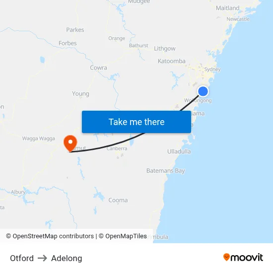 Otford to Adelong map