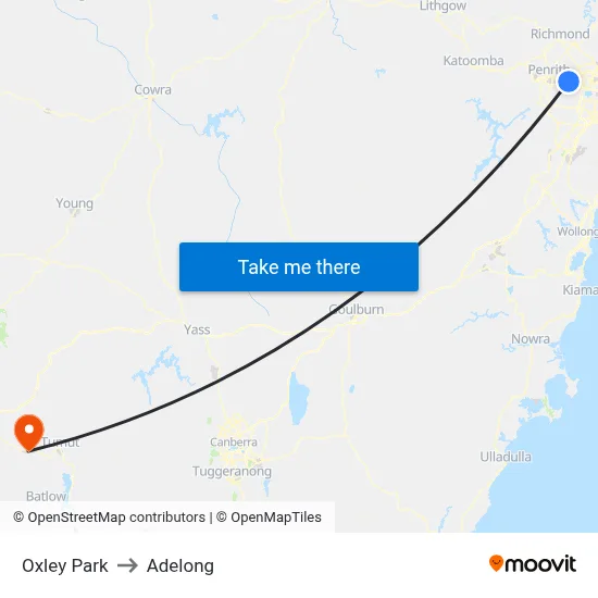 Oxley Park to Adelong map