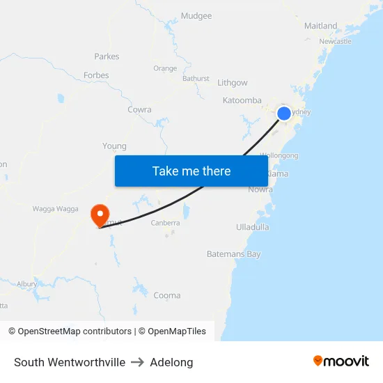South Wentworthville to Adelong map