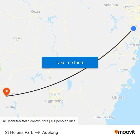 St Helens Park to Adelong map
