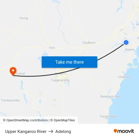 Upper Kangaroo River to Adelong map