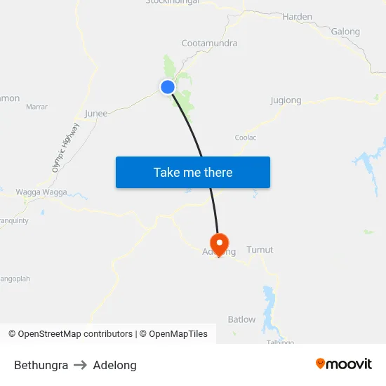 Bethungra to Adelong map