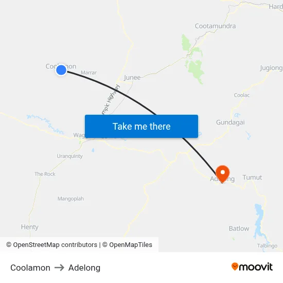 Coolamon to Adelong map