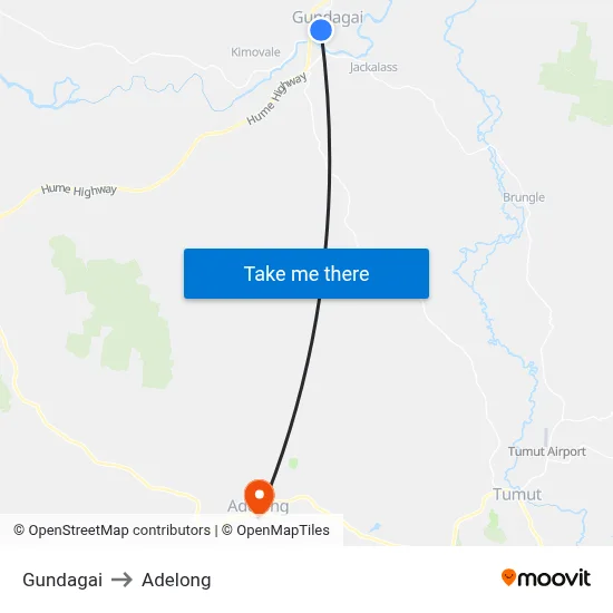 Gundagai to Adelong map