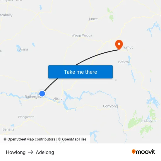 Howlong to Adelong map