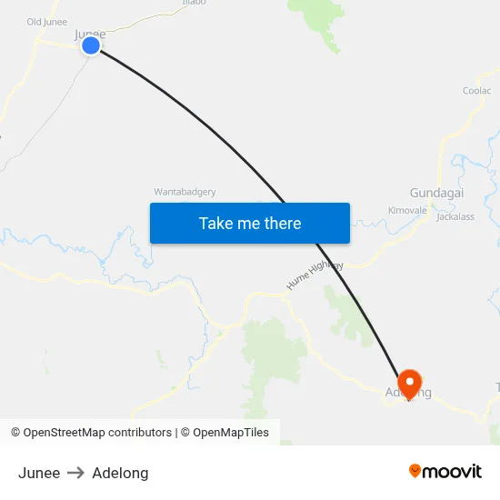 Junee to Adelong map