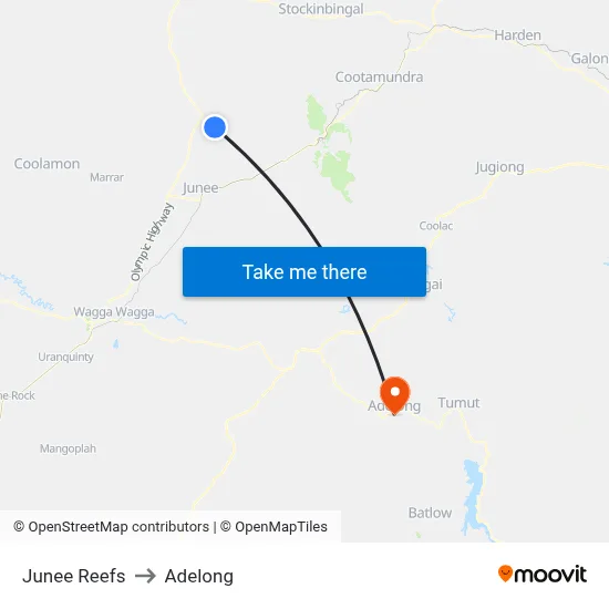 Junee Reefs to Adelong map