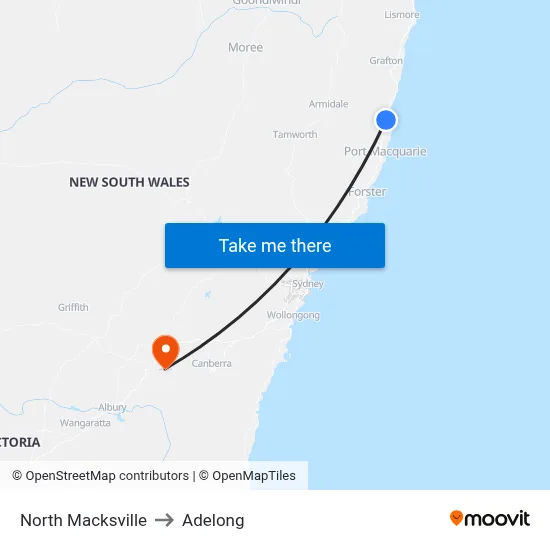 North Macksville to Adelong map