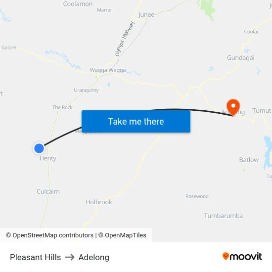 Pleasant Hills to Adelong map